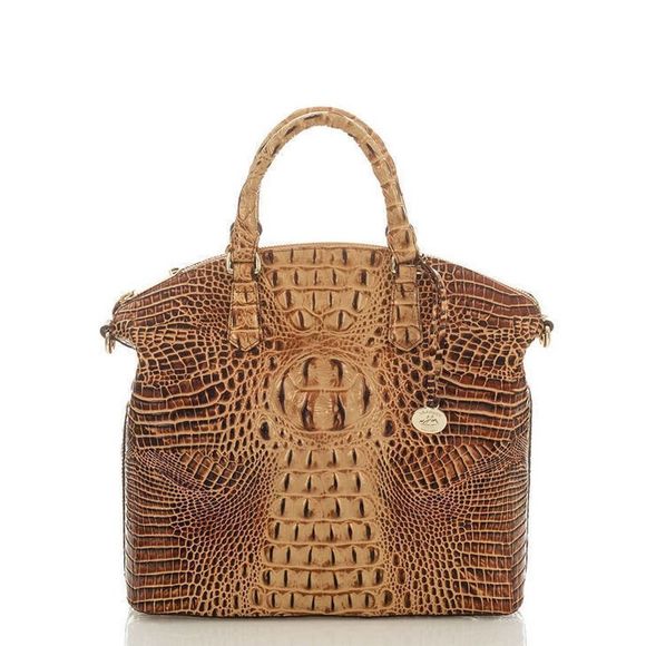 Brahmin Large Duxbury Satchel Handbag w/ Cross body Strap in Toasted Melbourne - Picture 1 of 9